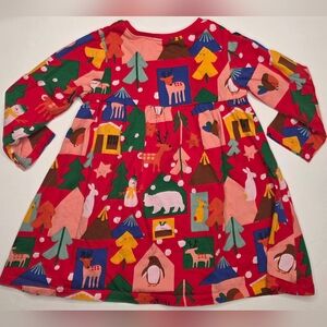 Next UK Kids Multicolor Christmas Holiday Graphic Dress